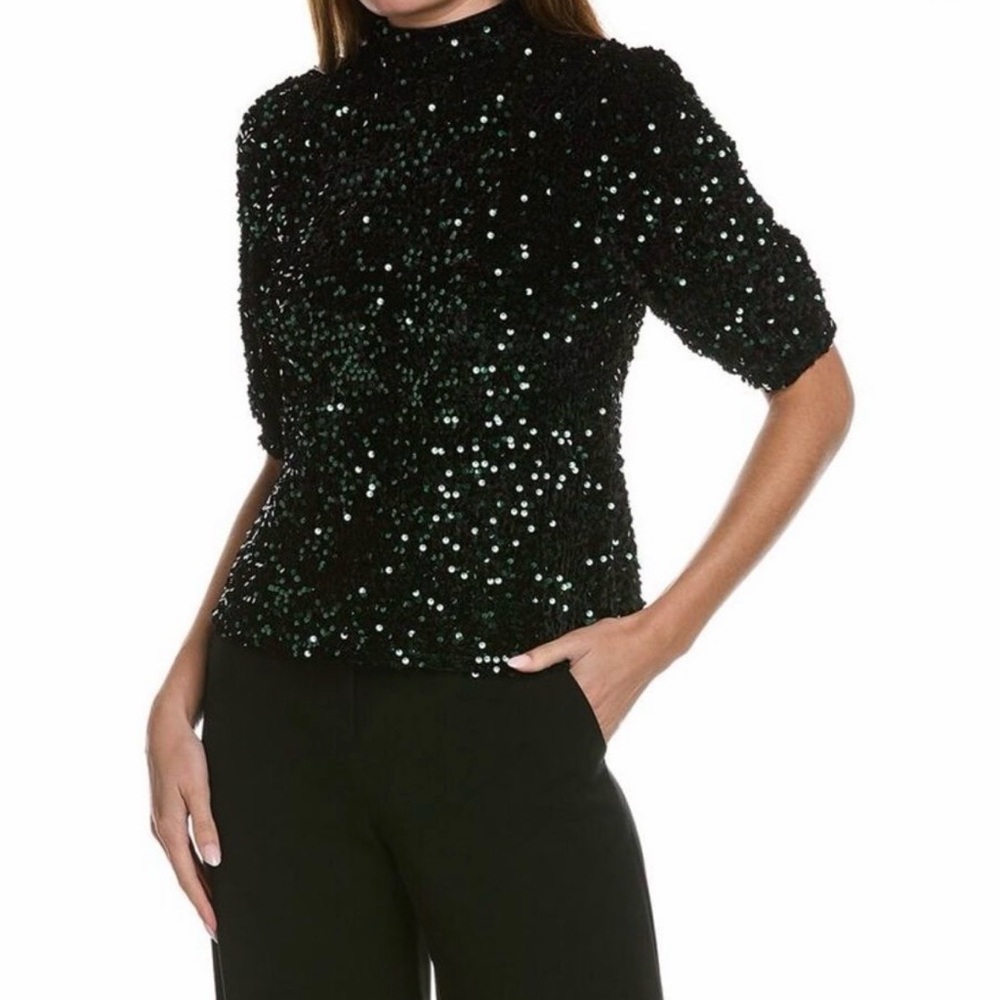 Nanette Lepore Black Velvet and Sequin Party Top Size S